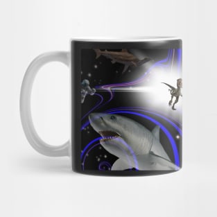 Shark and Prehistoric Mayhem in Space Mug